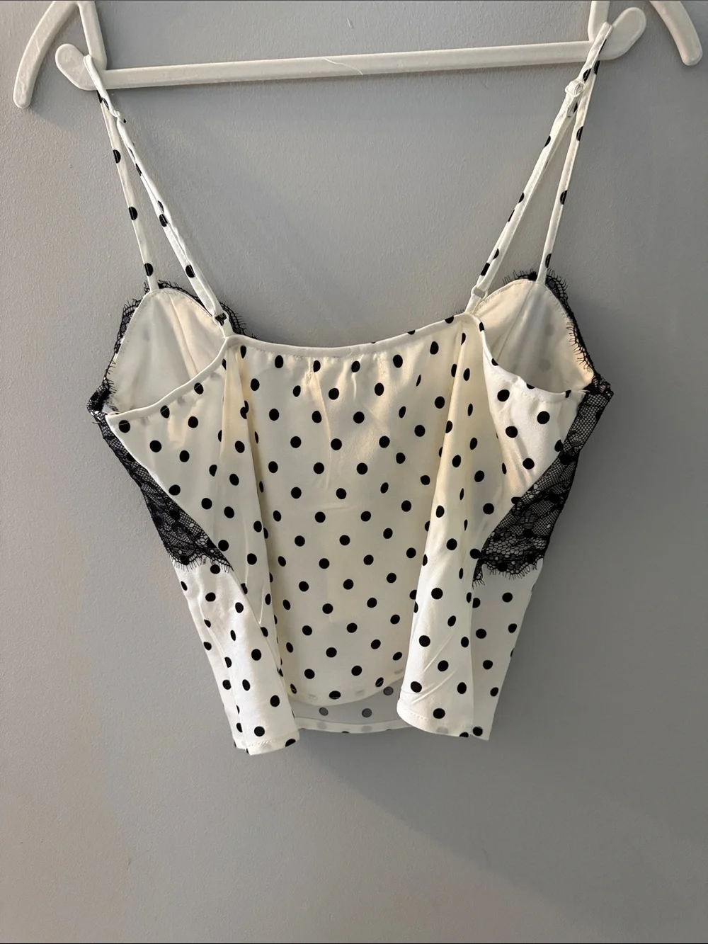 Polka Dot Lace-Trim Camisole Top - Black & White